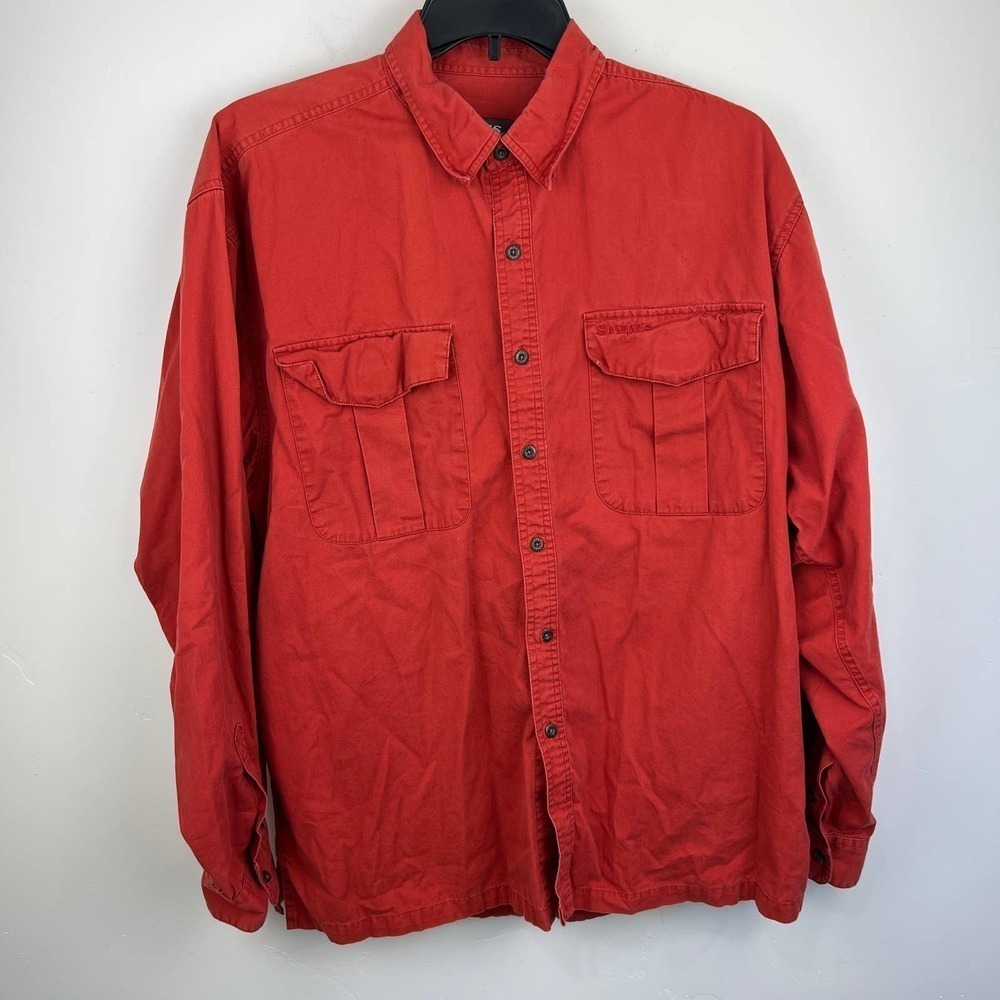 Simms Red Casual Button Down Shirt Mens Size: XL